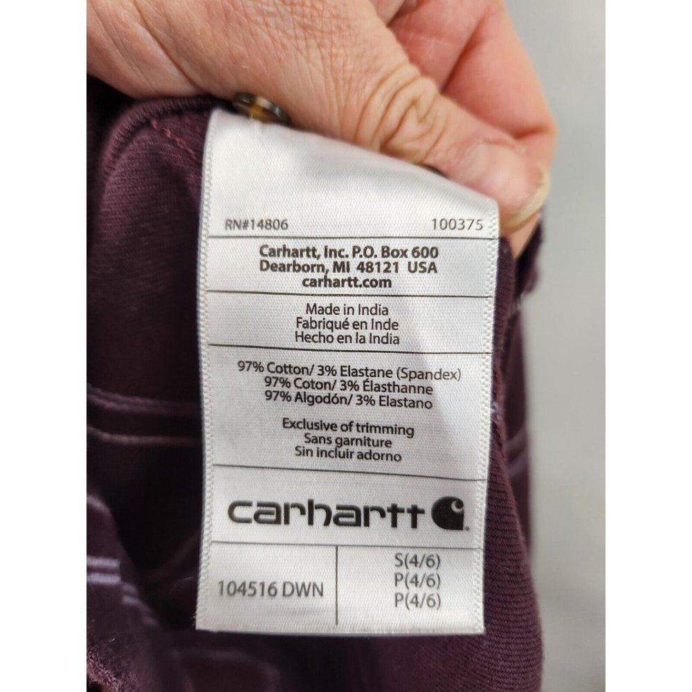 Carhartt Burgundy Check Long Sleeve Button Up Flannel Shirt Size Small - Picture 5 of 7